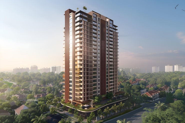 Unimax Dombivli upcoming apartment tower with green surroundings